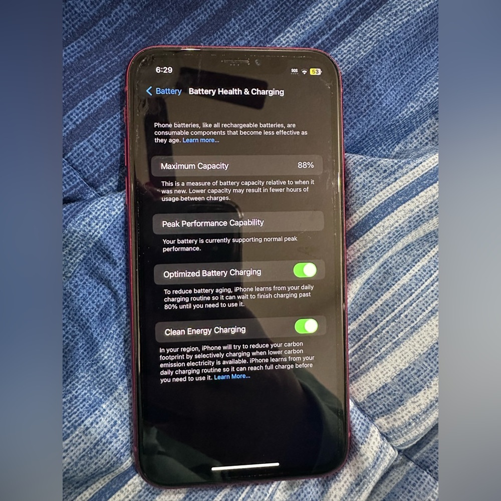 Apple Iphone XR factory reset 88% battery life no cracks or scratches